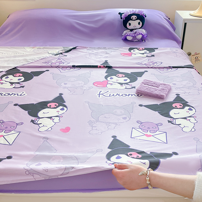 91家纺网 家纺一手货源 找家纺 金爱家 2024新款三丽鸥正版授权纯棉旅行隔脏睡袋火车出行睡袋系列（送同款收纳袋） 纯棉睡袋-魔法库洛米