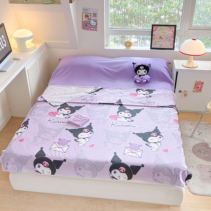 91家纺网 家纺一手货源 找家纺 金爱家 2024新款三丽鸥正版授权纯棉旅行隔脏睡袋火车出行睡袋系列（送同款收纳袋） 纯棉睡袋-魔法库洛米