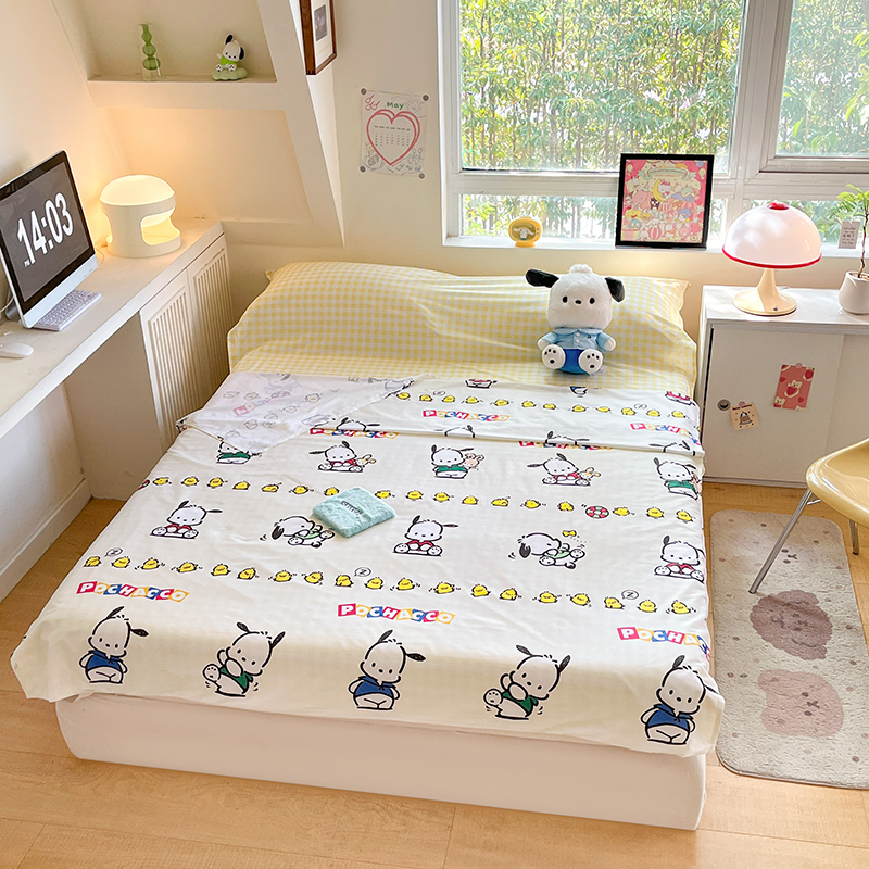 91家纺网 家纺一手货源 找家纺 金爱家 2024新款三丽鸥正版授权纯棉旅行隔脏睡袋火车出行睡袋系列（送同款收纳袋） 纯棉睡袋-帕恰伙伴