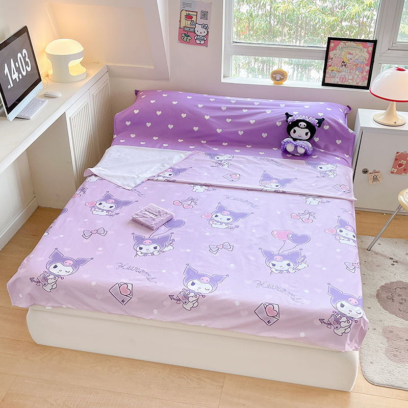 91家纺网 家纺一手货源 找家纺 金爱家 2024新款三丽鸥正版授权纯棉旅行隔脏睡袋火车出行睡袋系列（送同款收纳袋） 纯棉睡袋-气球库洛米