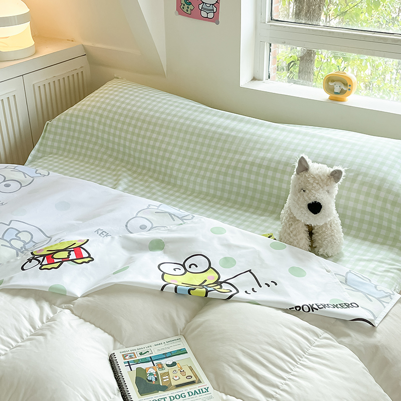 91家纺网 家纺一手货源 找家纺 金爱家 2024新款三丽鸥正版授权纯棉旅行隔脏睡袋火车出行睡袋系列（送同款收纳袋） 纯棉睡袋-清新青蛙