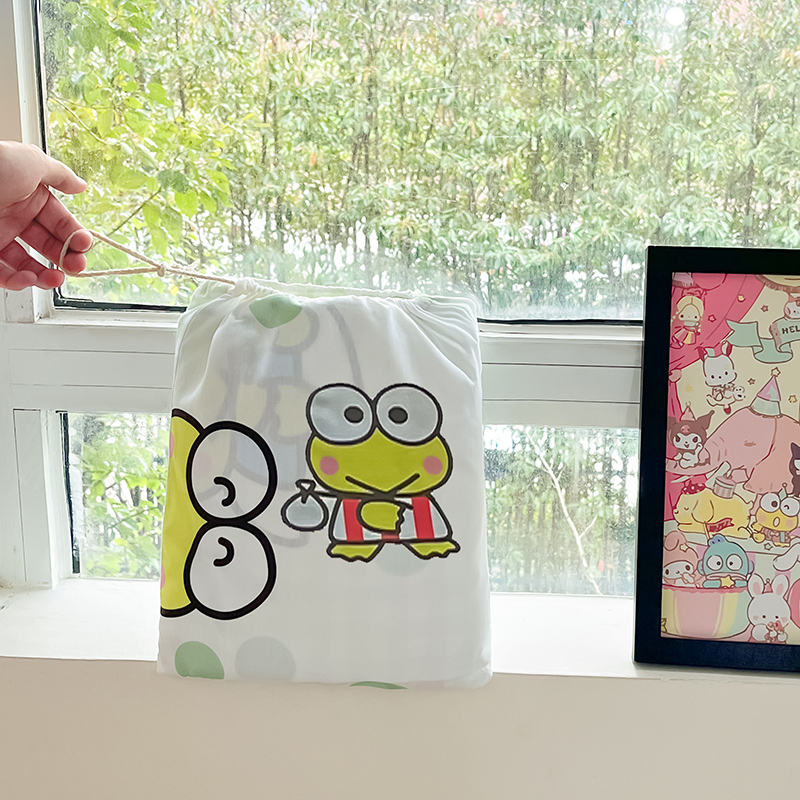 91家纺网 家纺一手货源 找家纺 金爱家 2024新款三丽鸥正版授权纯棉旅行隔脏睡袋火车出行睡袋系列（送同款收纳袋） 纯棉睡袋-清新青蛙