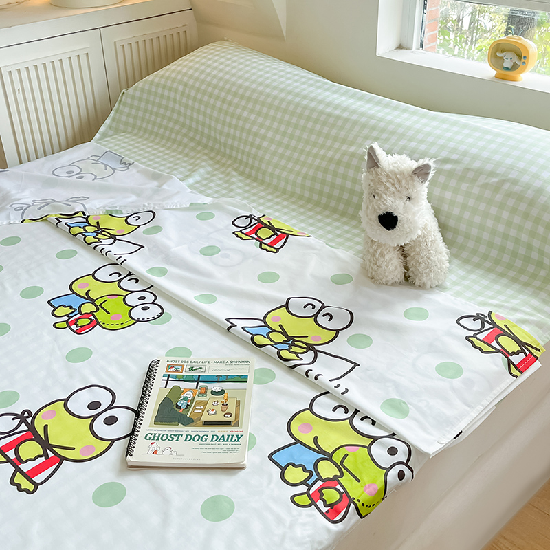 91家纺网 家纺一手货源 找家纺 金爱家 2024新款三丽鸥正版授权纯棉旅行隔脏睡袋火车出行睡袋系列（送同款收纳袋） 纯棉睡袋-清新青蛙