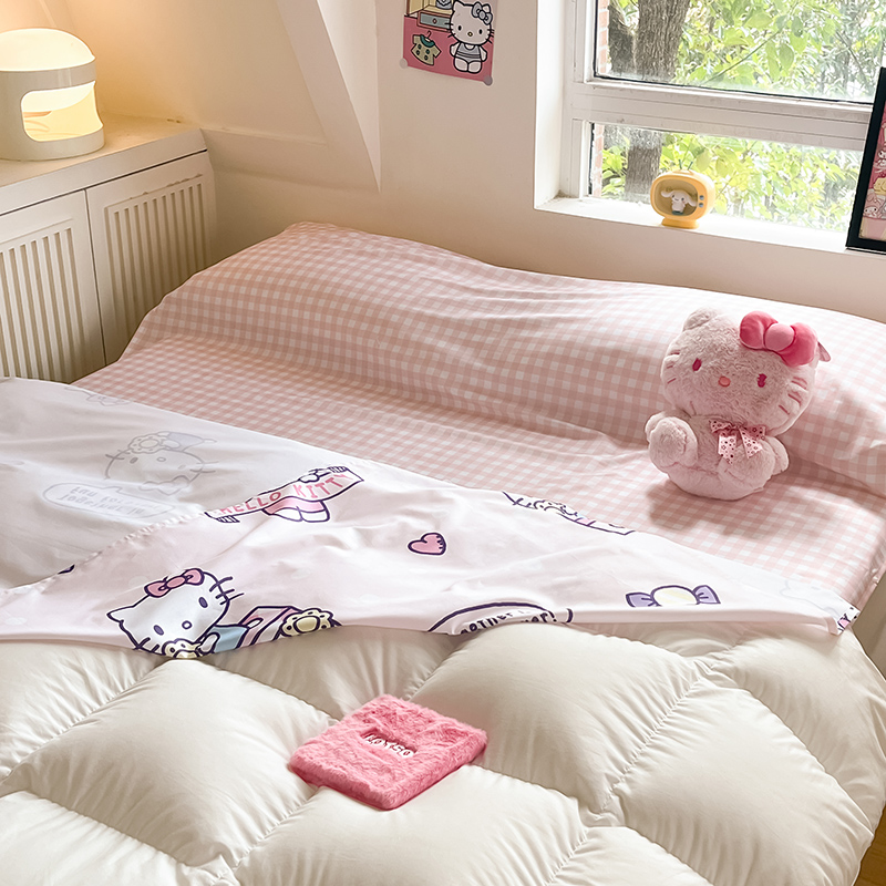 91家纺网 家纺一手货源 找家纺 金爱家 2024新款三丽鸥正版授权纯棉旅行隔脏睡袋火车出行睡袋系列（送同款收纳袋） 纯棉睡袋-糖果kitty