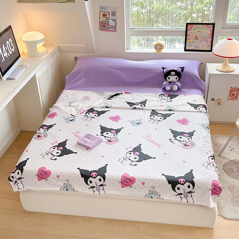 91家纺网 家纺一手货源 找家纺 金爱家 2024新款三丽鸥正版授权纯棉旅行隔脏睡袋火车出行睡袋系列（送同款收纳袋） 纯棉睡袋-甜筒库洛米