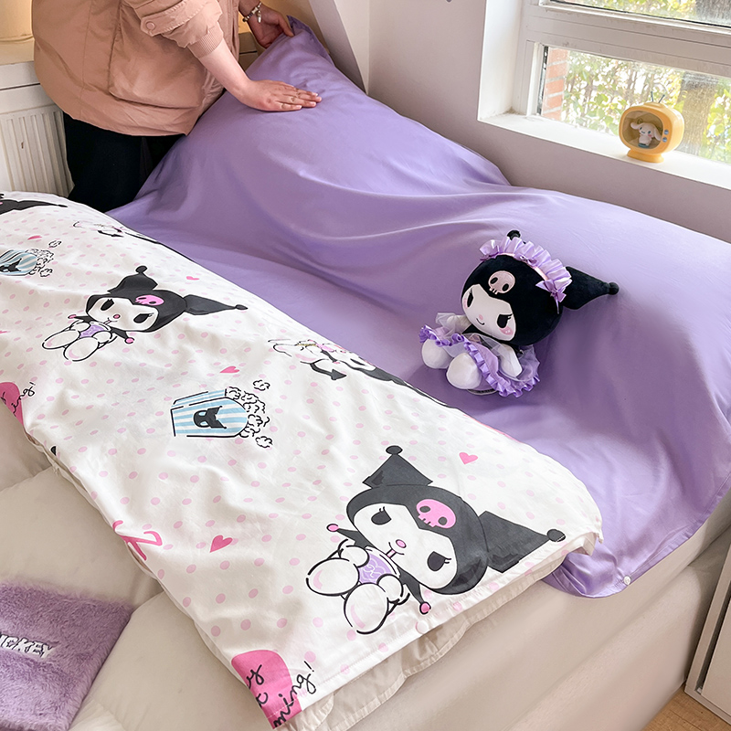 91家纺网 家纺一手货源 找家纺 金爱家 2024新款三丽鸥正版授权纯棉旅行隔脏睡袋火车出行睡袋系列（送同款收纳袋） 纯棉睡袋-甜筒库洛米