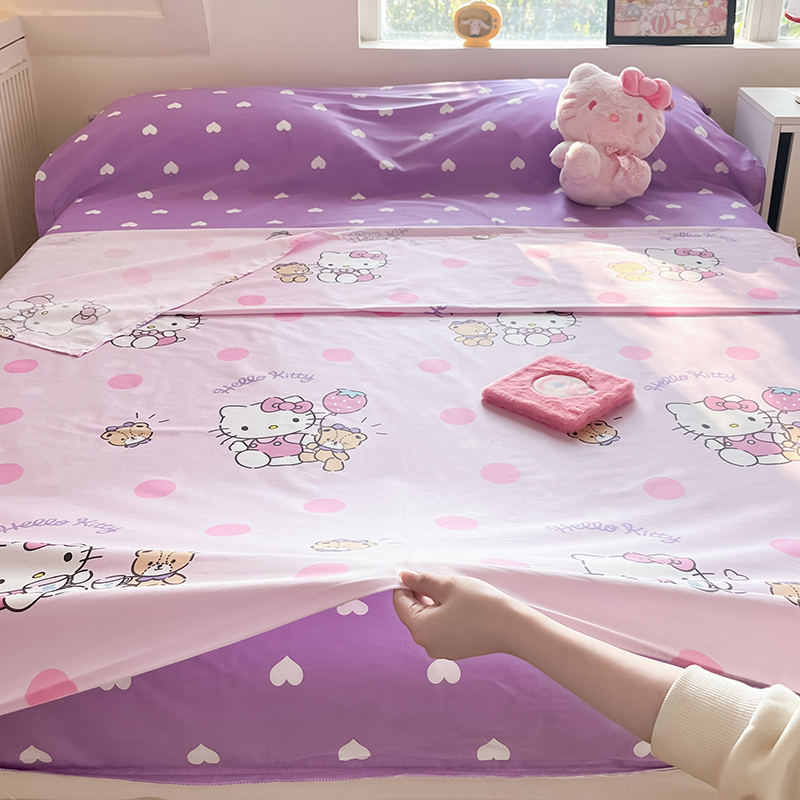 91家纺网 家纺一手货源 找家纺 金爱家 2024新款三丽鸥正版授权纯棉旅行隔脏睡袋火车出行睡袋系列（送同款收纳袋） 纯棉睡袋-玩偶kitty