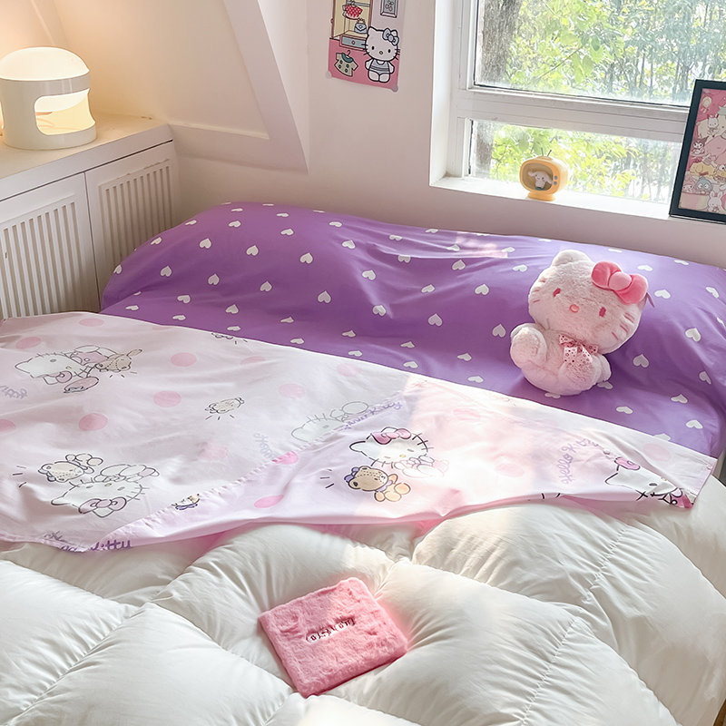 91家纺网 家纺一手货源 找家纺 金爱家 2024新款三丽鸥正版授权纯棉旅行隔脏睡袋火车出行睡袋系列（送同款收纳袋） 纯棉睡袋-玩偶kitty