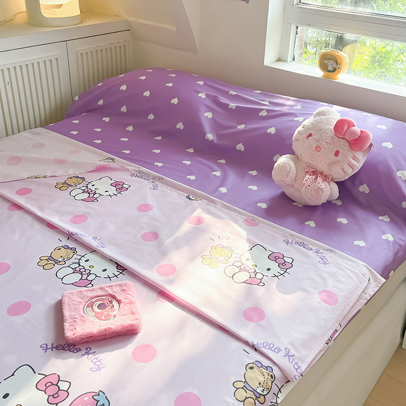 91家纺网 家纺一手货源 找家纺 金爱家 2024新款三丽鸥正版授权纯棉旅行隔脏睡袋火车出行睡袋系列（送同款收纳袋） 纯棉睡袋-玩偶kitty