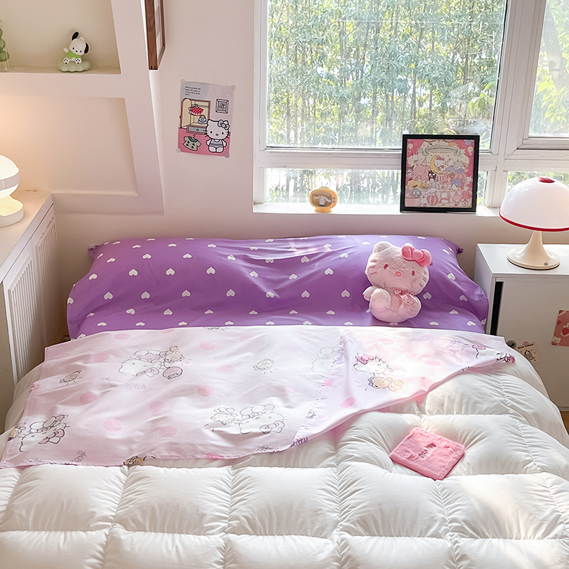 91家纺网 家纺一手货源 找家纺 金爱家 2024新款三丽鸥正版授权纯棉旅行隔脏睡袋火车出行睡袋系列（送同款收纳袋） 纯棉睡袋-玩偶kitty