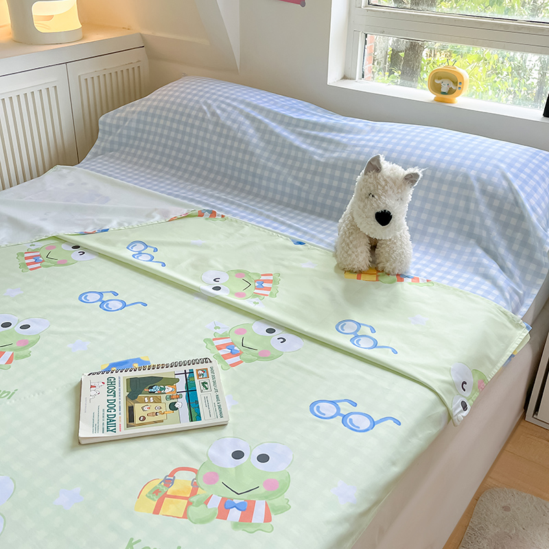 91家纺网 家纺一手货源 找家纺 金爱家 2024新款三丽鸥正版授权纯棉旅行隔脏睡袋火车出行睡袋系列（送同款收纳袋） 纯棉睡袋-微笑大眼蛙