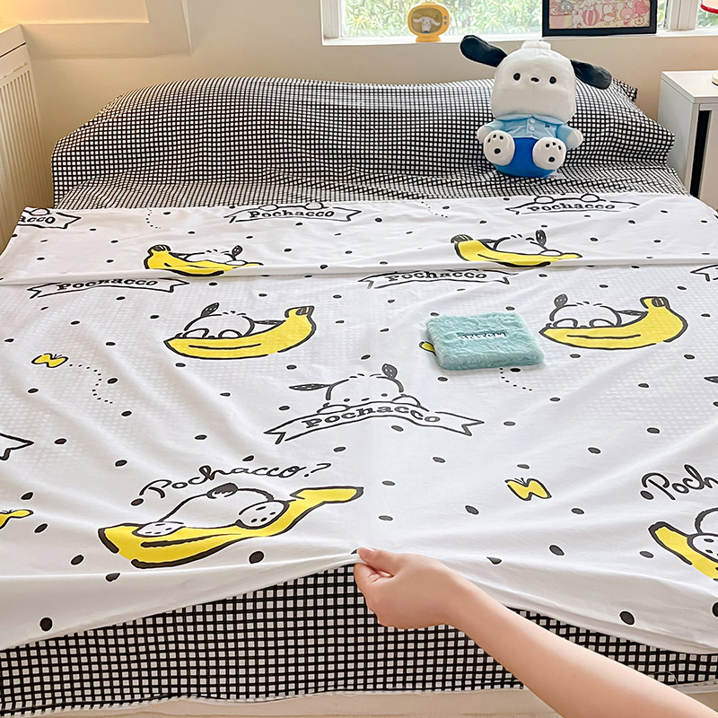 91家纺网 家纺一手货源 找家纺 金爱家 2024新款三丽鸥正版授权纯棉旅行隔脏睡袋火车出行睡袋系列（送同款收纳袋） 纯棉睡袋-香蕉帕恰狗