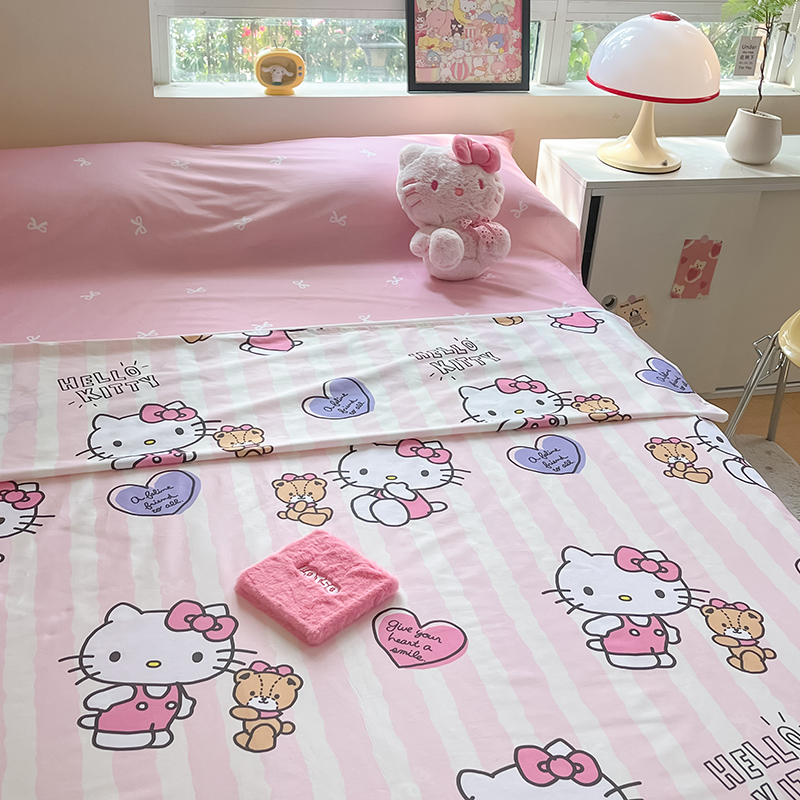 91家纺网 家纺一手货源 找家纺 金爱家 2024新款三丽鸥正版授权纯棉旅行隔脏睡袋火车出行睡袋系列（送同款收纳袋） 纯棉睡袋-小熊kitty