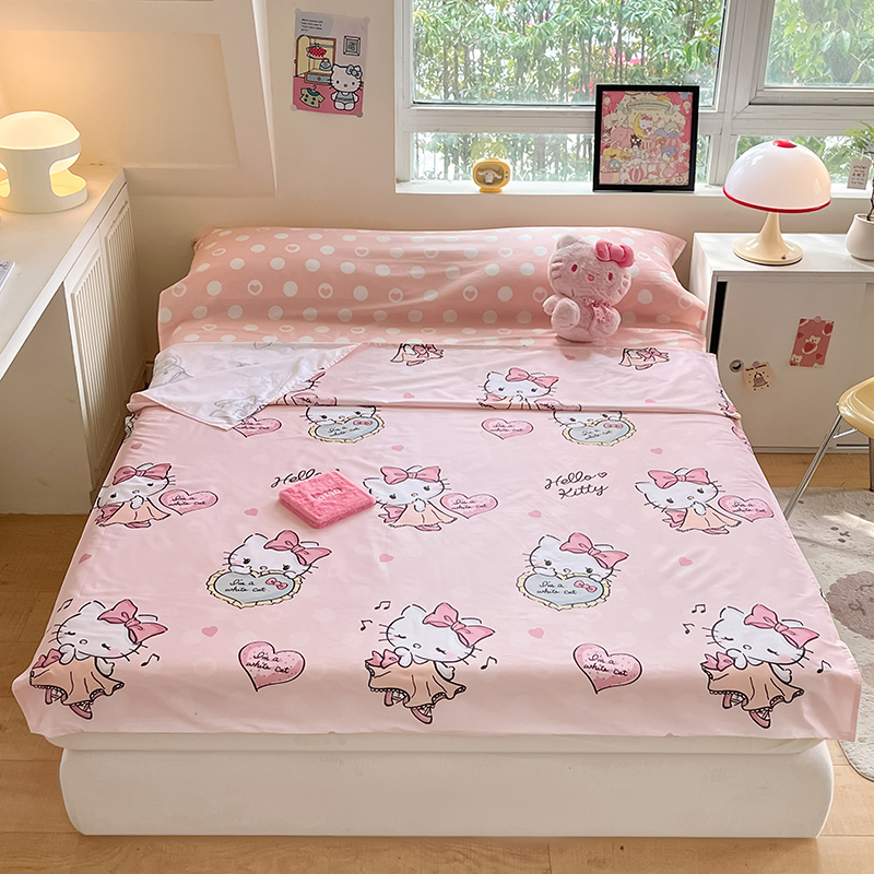 91家纺网 家纺一手货源 找家纺 金爱家 2024新款三丽鸥正版授权纯棉旅行隔脏睡袋火车出行睡袋系列（送同款收纳袋） 纯棉睡袋-音乐kitty