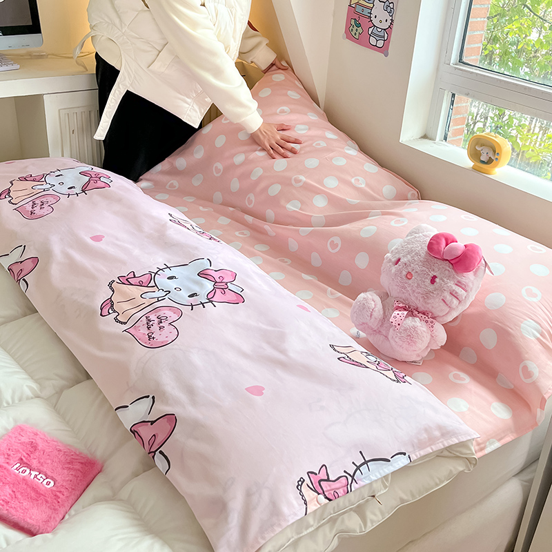 91家纺网 家纺一手货源 找家纺 金爱家 2024新款三丽鸥正版授权纯棉旅行隔脏睡袋火车出行睡袋系列（送同款收纳袋） 纯棉睡袋-音乐kitty