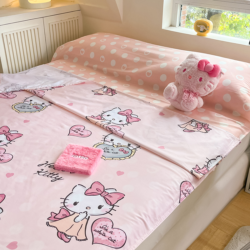 91家纺网 家纺一手货源 找家纺 金爱家 2024新款三丽鸥正版授权纯棉旅行隔脏睡袋火车出行睡袋系列（送同款收纳袋） 纯棉睡袋-音乐kitty