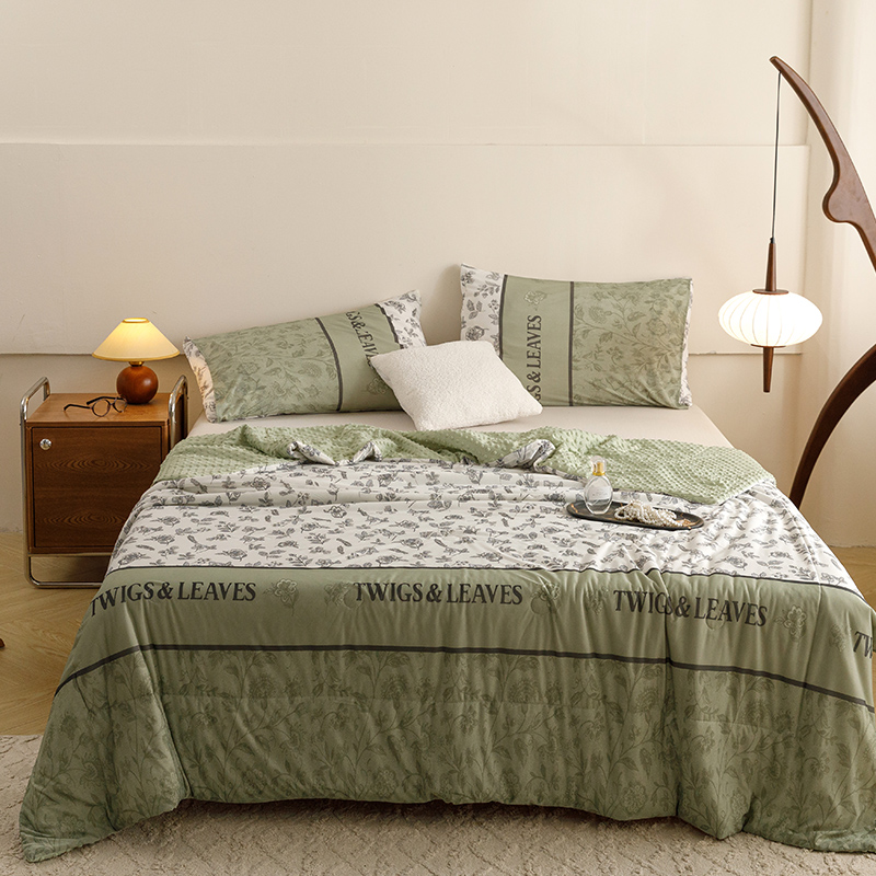 91家纺网 家纺一手货源 找家纺 （总）绒梦里 2024新款有氨小凉皮凉感冰豆豆夏被小清新儿童夏凉被空调被