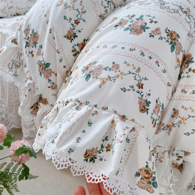 91家纺网 家纺一手货源 找家纺 （总）胜权家纺 2024新款13372全棉夹棉宫廷风皇冠蕾丝床裙