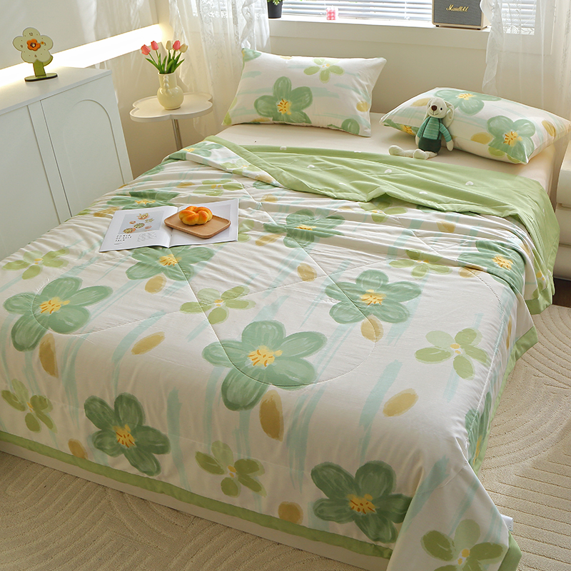 91家纺网 家纺一手货源 找家纺 金柚子2024新款全棉印花夏凉被 半夏花语