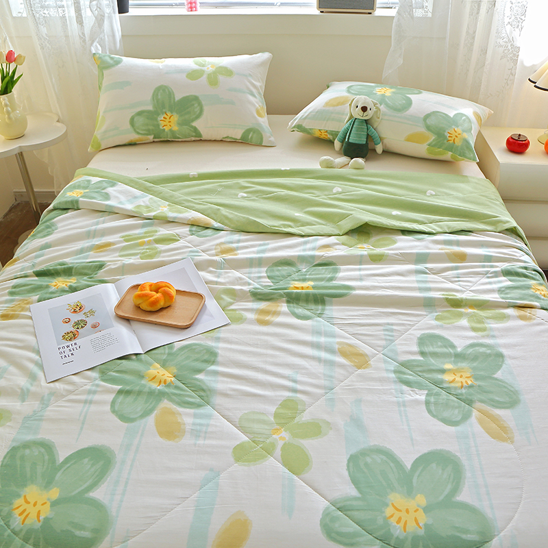 91家纺网 家纺一手货源 找家纺 金柚子2024新款全棉印花夏凉被 半夏花语