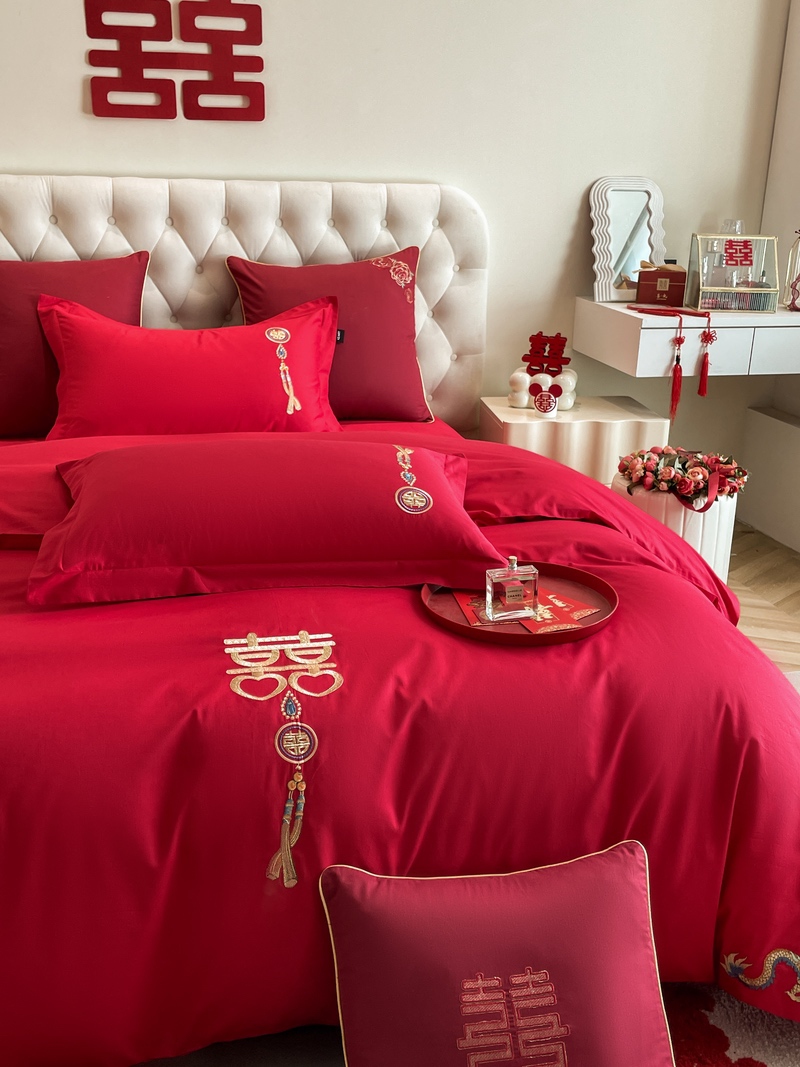 91家纺网 家纺一手货源 找家纺 佳汐蓝 2024新款春夏国风中式婚庆系列 龙凤吉祥