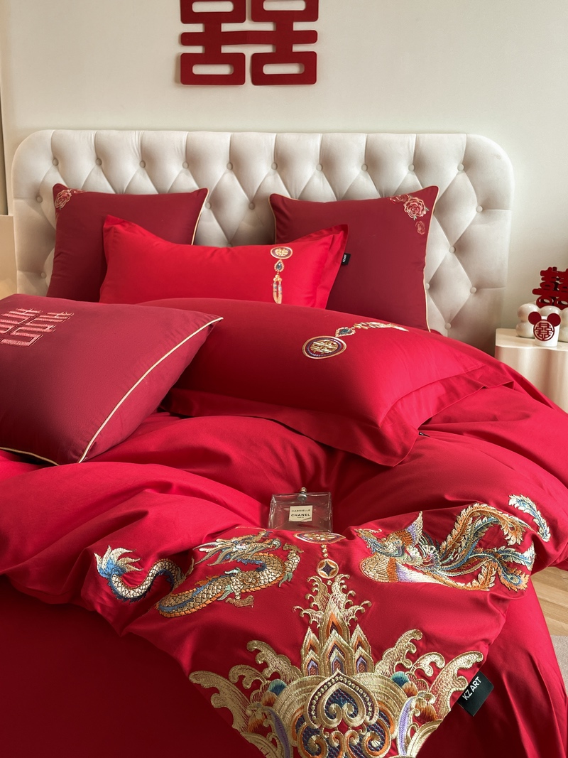 91家纺网 家纺一手货源 找家纺 佳汐蓝 2024新款春夏国风中式婚庆系列 龙凤吉祥