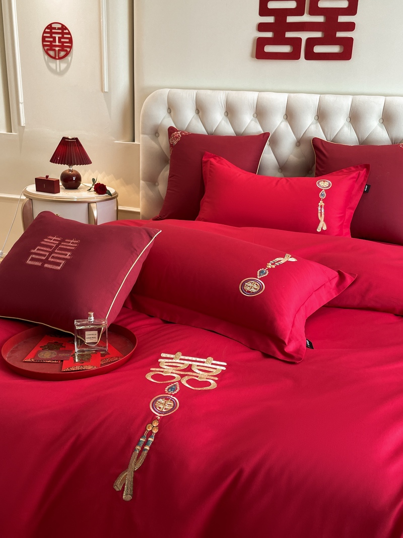 91家纺网 家纺一手货源 找家纺 佳汐蓝 2024新款春夏国风中式婚庆系列 龙凤吉祥