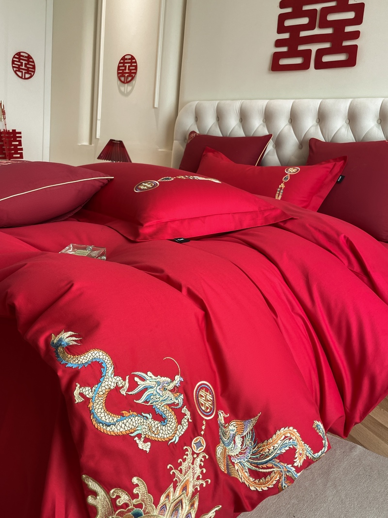 91家纺网 家纺一手货源 找家纺 佳汐蓝 2024新款春夏国风中式婚庆系列 龙凤吉祥