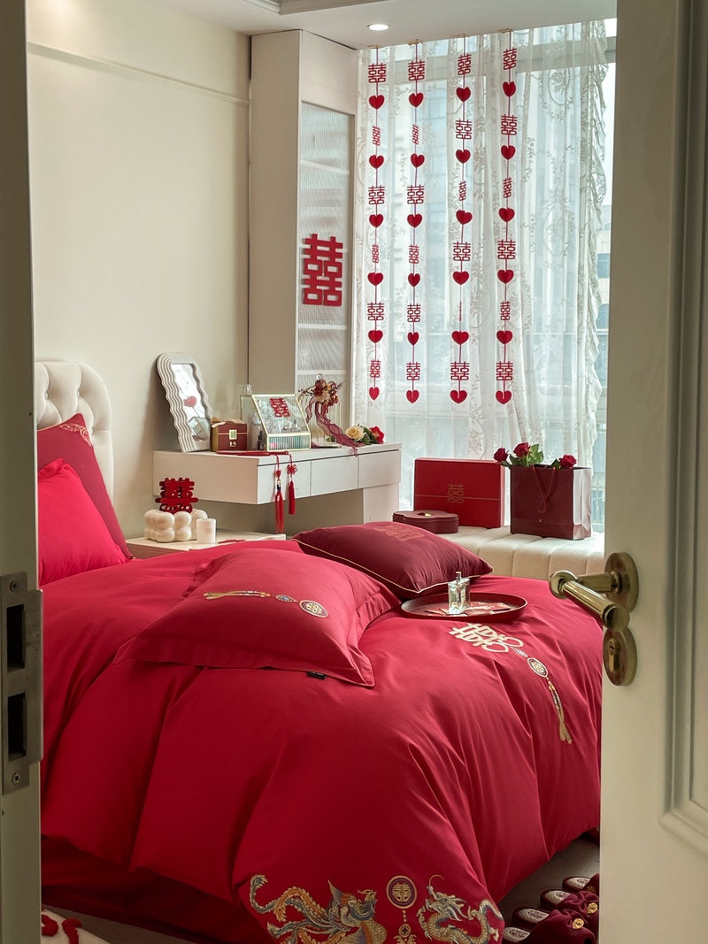 91家纺网 家纺一手货源 找家纺 佳汐蓝 2024新款春夏国风中式婚庆系列 龙凤吉祥