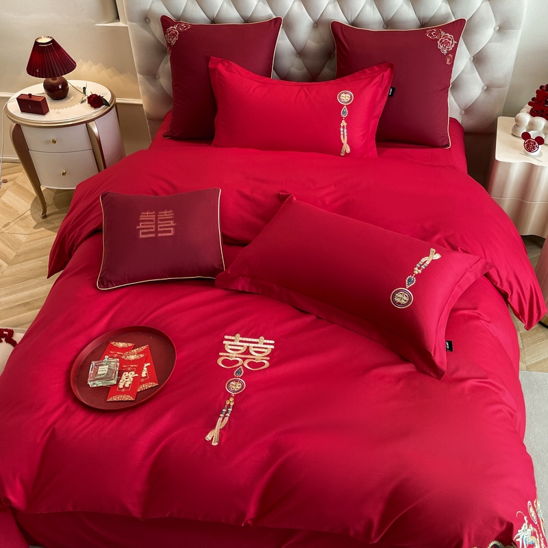 91家纺网 家纺一手货源 找家纺 佳汐蓝 2024新款春夏国风中式婚庆系列 龙凤吉祥