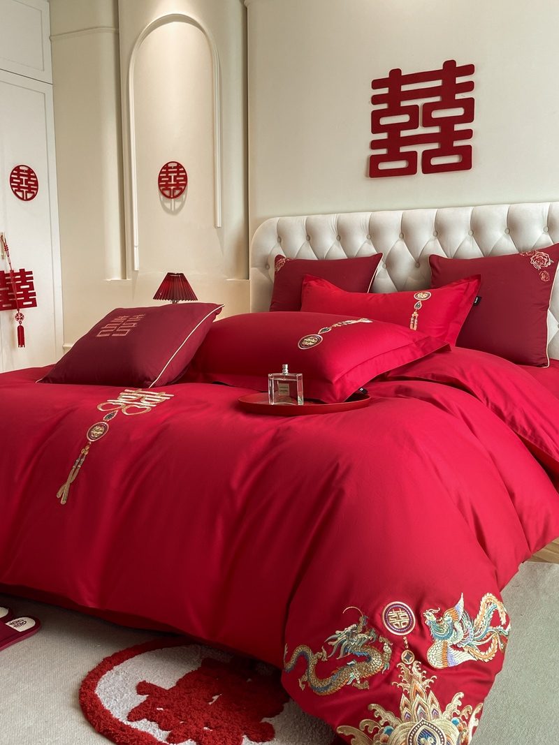 91家纺网 家纺一手货源 找家纺 佳汐蓝 2024新款春夏国风中式婚庆系列 龙凤吉祥