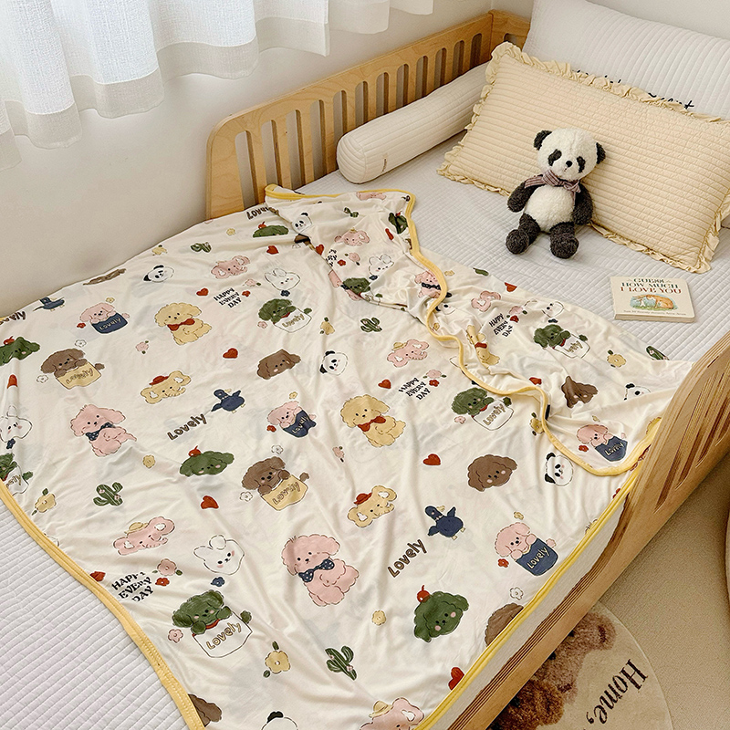 91家纺网 家纺一手货源 找家纺 嗨生活 2025新款婴儿裸睡级凉感针织毯 幼儿园夏被 儿童夏被 毯子 直播 微商 电商 好货推荐产品 茶杯狗狗