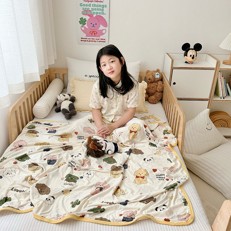 91家纺网 家纺一手货源 找家纺 嗨生活 2025新款婴儿裸睡级凉感针织毯 幼儿园夏被 儿童夏被 毯子 直播 微商 电商 好货推荐产品 茶杯狗狗