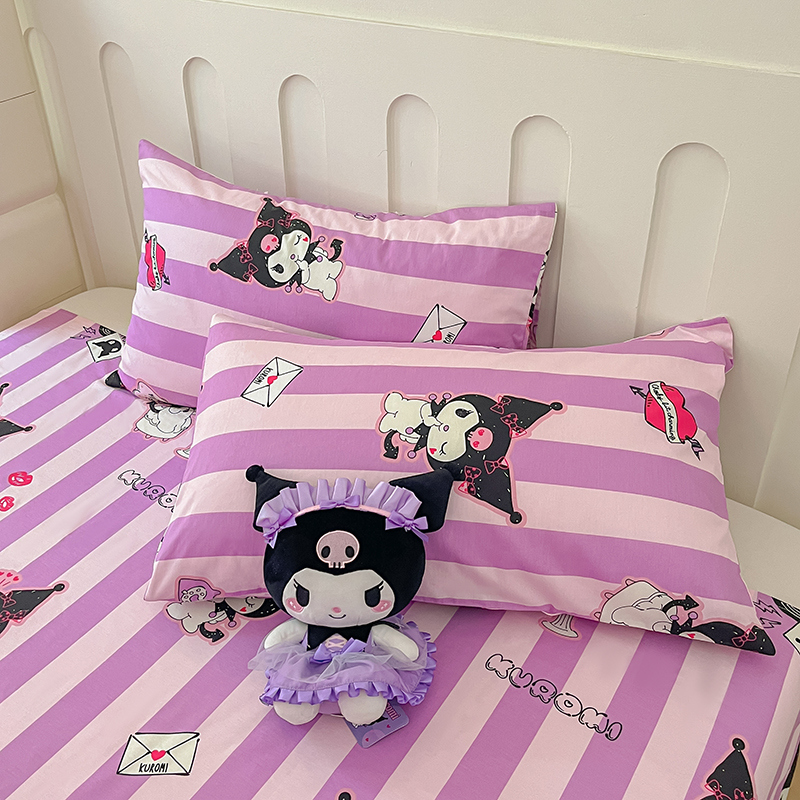 91家纺网 家纺一手货源 找家纺 博雅 2024新款三丽鸥正版授权全棉活性印花四件套 库洛米精灵