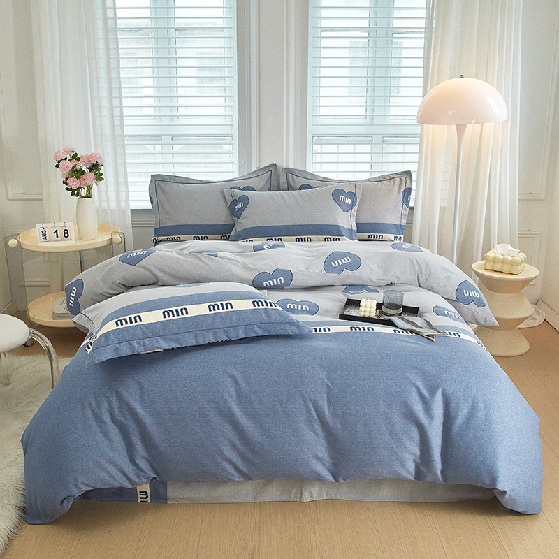 91家纺网 家纺一手货源 找家纺 金纱玉纺家纺 2024新款加厚AB版四件套 时尚左拉-蓝