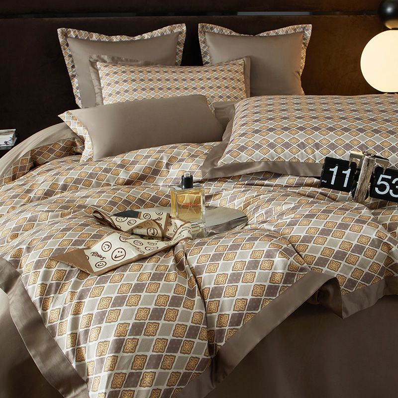 91家纺网 家纺一手货源 找家纺 【2024】100支100S全棉数码印花四件套一件定制高端奢华直播爆款线下主推 光辉