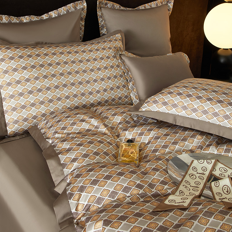 91家纺网 家纺一手货源 找家纺 【2024】100支100S全棉数码印花四件套一件定制高端奢华直播爆款线下主推 光辉