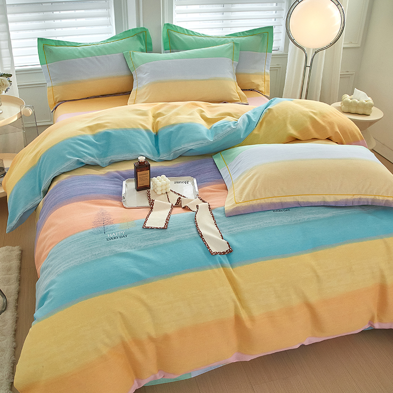 91家纺网 家纺一手货源 找家纺 金纱玉纺家纺 2024新款加厚AB版四件套 彩色生活