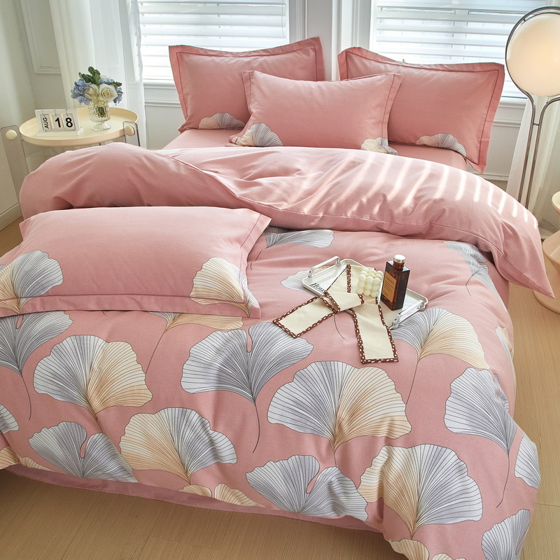 91家纺网 家纺一手货源 找家纺 金纱玉纺家纺 2024新款加厚AB版四件套 南枫-粉