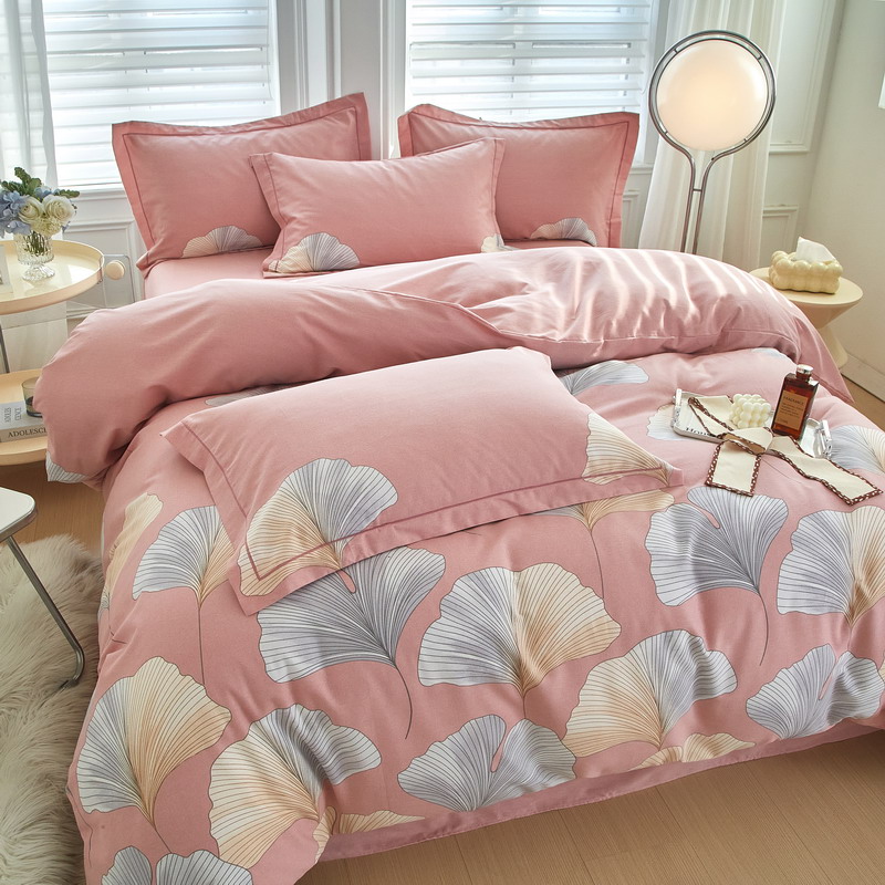 91家纺网 家纺一手货源 找家纺 金纱玉纺家纺 2024新款加厚AB版四件套 南枫-粉