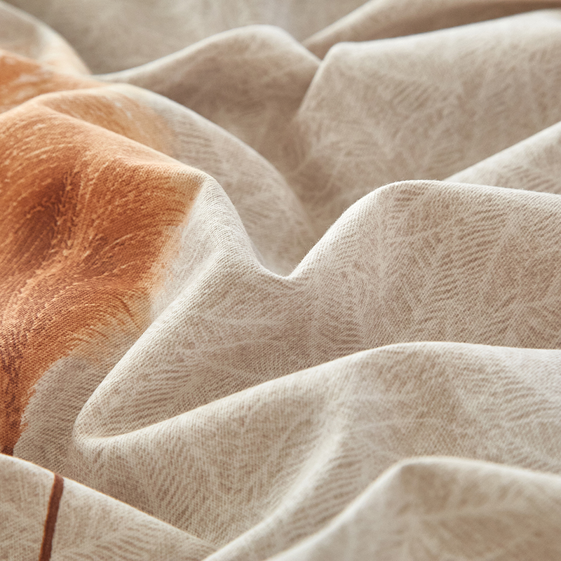 91家纺网 家纺一手货源 找家纺 金纱玉纺家纺 2024新款加厚AB版四件套 秋棠-咖