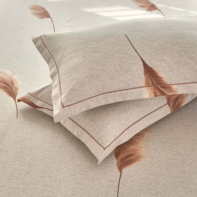 91家纺网 家纺一手货源 找家纺 金纱玉纺家纺 2024新款加厚AB版四件套 秋棠-咖