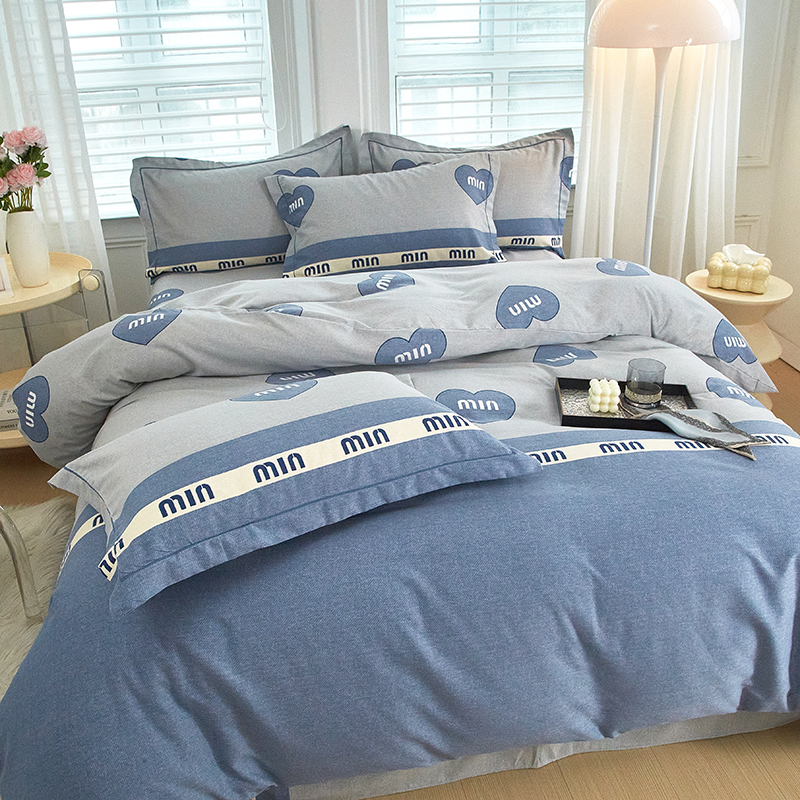 金纱玉纺家纺 2024新款加厚AB版四件套 时尚左拉-蓝