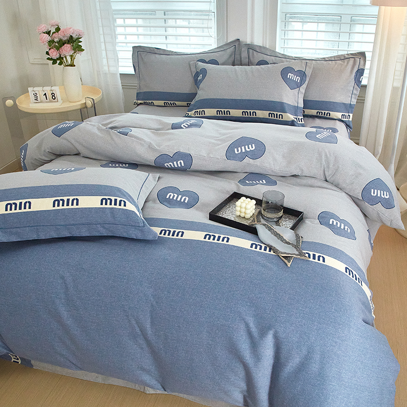 91家纺网 家纺一手货源 找家纺 金纱玉纺家纺 2024新款加厚AB版四件套 时尚左拉-蓝