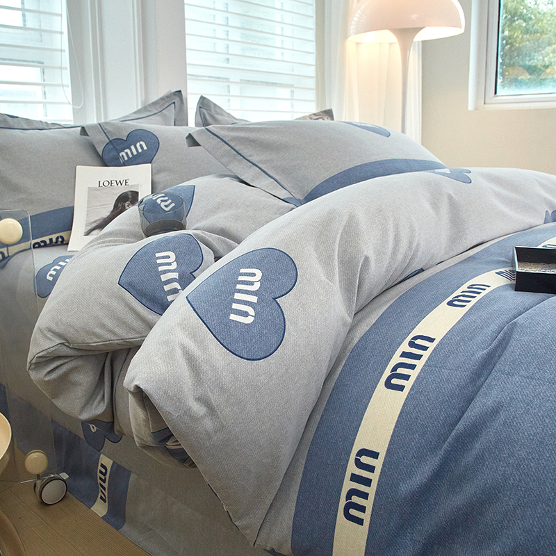 91家纺网 家纺一手货源 找家纺 金纱玉纺家纺 2024新款加厚AB版四件套 时尚左拉-蓝