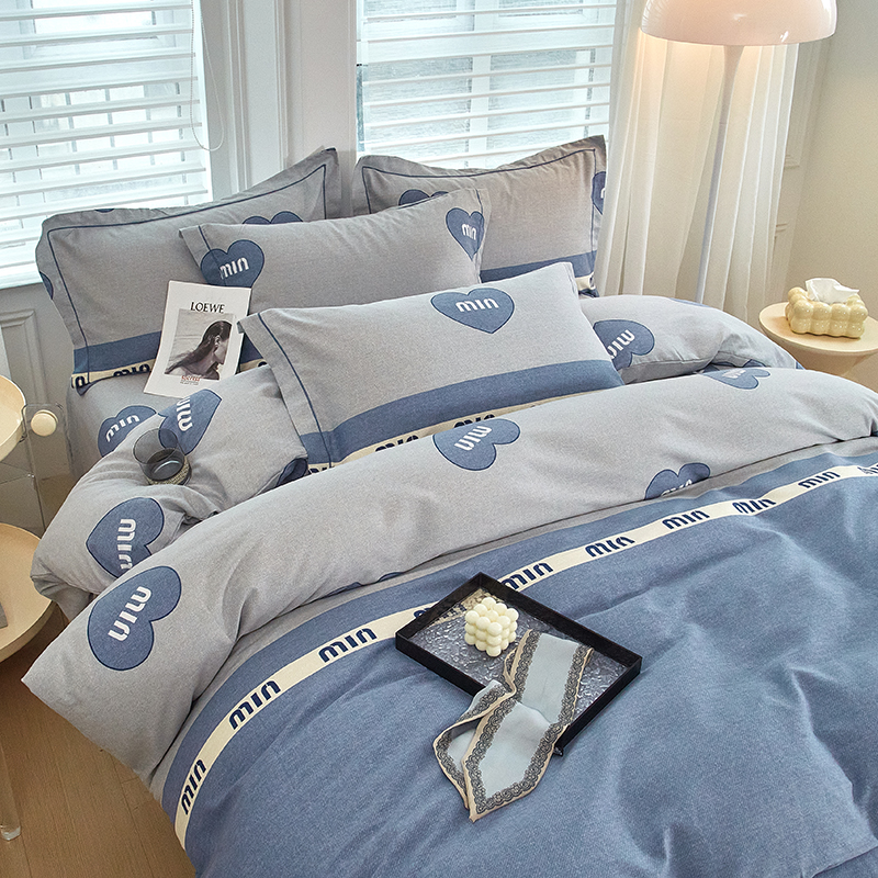 91家纺网 家纺一手货源 找家纺 金纱玉纺家纺 2024新款加厚AB版四件套 时尚左拉-蓝