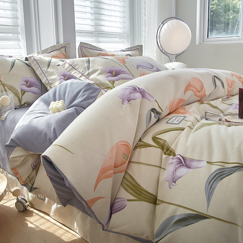 91家纺网 家纺一手货源 找家纺 金纱玉纺家纺 2024新款加厚AB版四件套 寻梦园-米