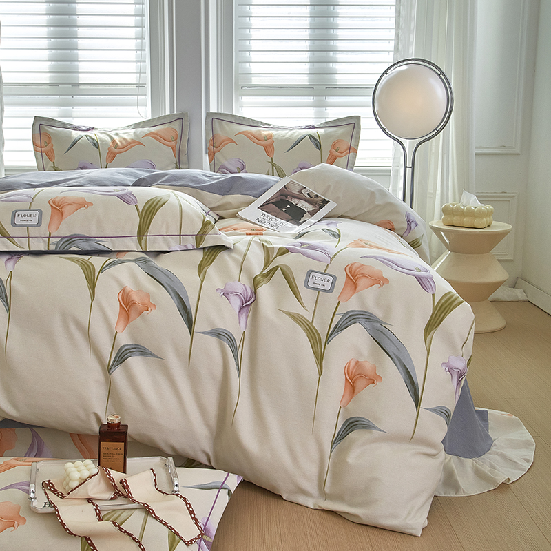 91家纺网 家纺一手货源 找家纺 金纱玉纺家纺 2024新款加厚AB版四件套 寻梦园-米