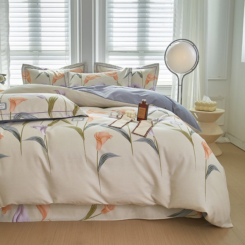 91家纺网 家纺一手货源 找家纺 金纱玉纺家纺 2024新款加厚AB版四件套 寻梦园-米