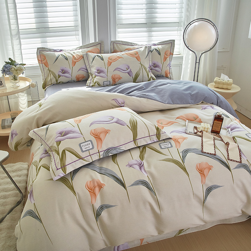 91家纺网 家纺一手货源 找家纺 金纱玉纺家纺 2024新款加厚AB版四件套 寻梦园-米